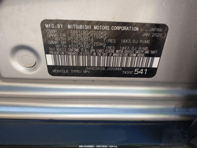 2020 MITSUBISHI OUTLANDER JA4AD3A39LJ000994 Photo 8