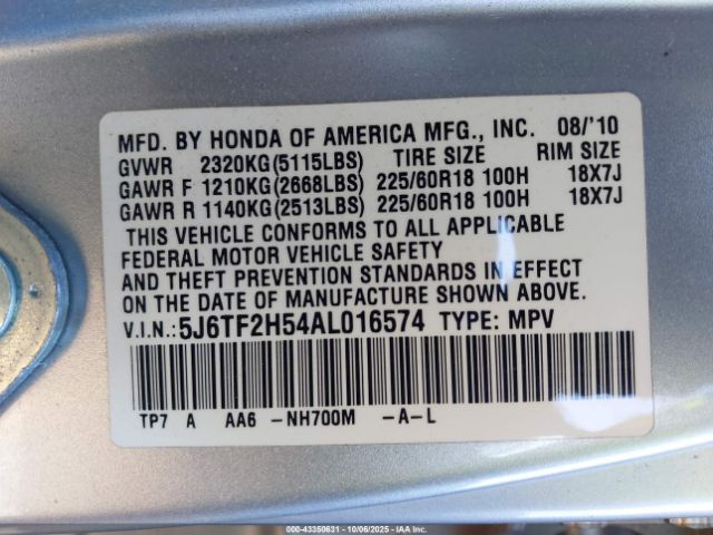 2010 HONDA ACCORD CROSSTOUR 5J6TF2H54AL016574 Photo 8