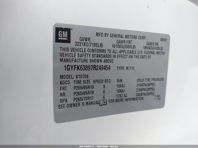 2007 CADILLAC ESCALADE 1GYFK63897R249454 Photo 8