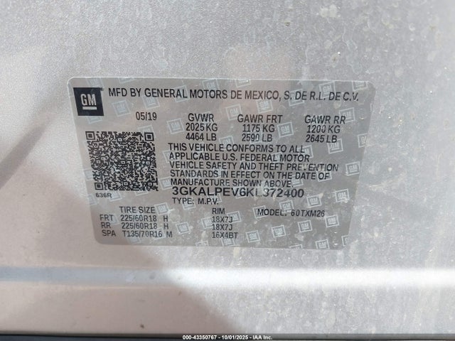 Продажа на аукционе авто 2019 Gmc Terrain Slt, vin: 3GKALPEV6KL372400, номер лота: 43350767