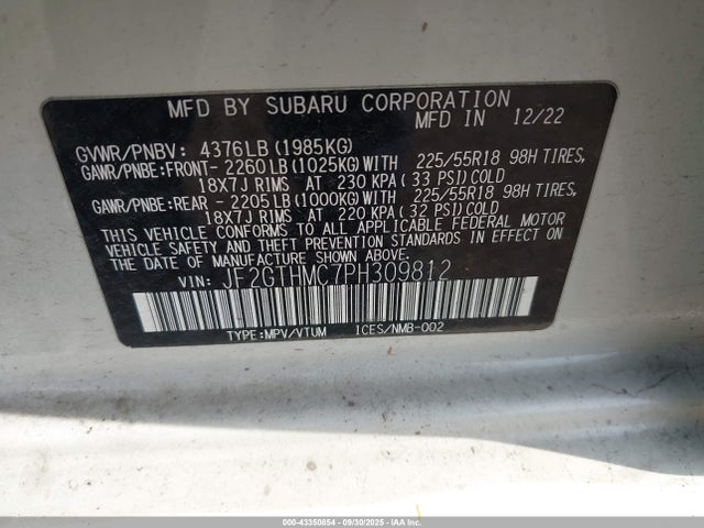 Subaru na 2023 JF2GTHMC7PH309812 Image 9