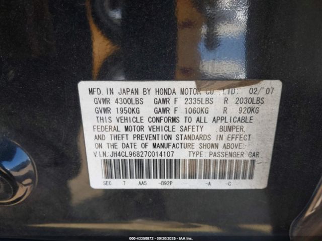 2007 ACURA TSX JH4CL96827C014107 Photo 8