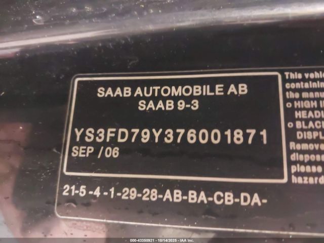 2007 SAAB 9-3 YS3FD79Y376001871 Photo 8