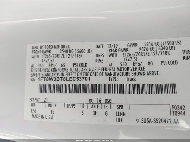 Ford F-350 2020 1FT8W3BT8LEC53701 Image 9