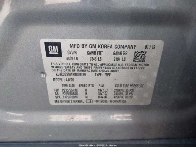 2019 BUICK ENCORE KL4CJGSM4KB839489 Photo 8