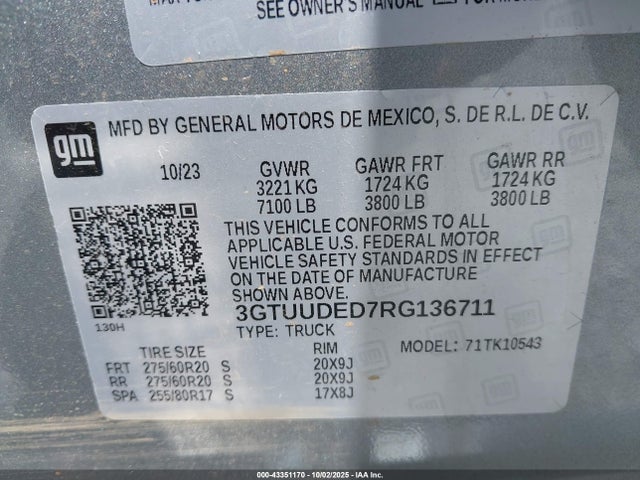 3GTUUDED7RG136711 GMC l84