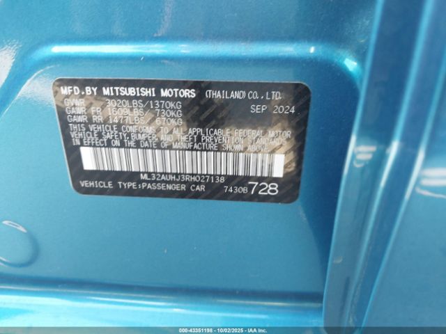 2024 MITSUBISHI MIRAGE ML32AUHJ3RH027138 Photo 8