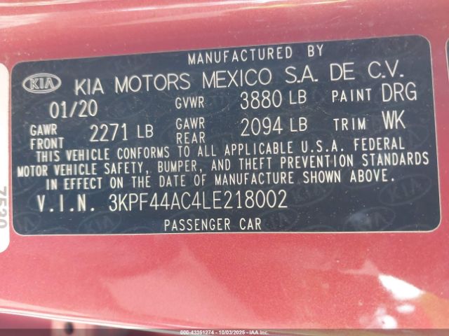 2020 KIA FORTE 3KPF44AC4LE218002 Photo 8