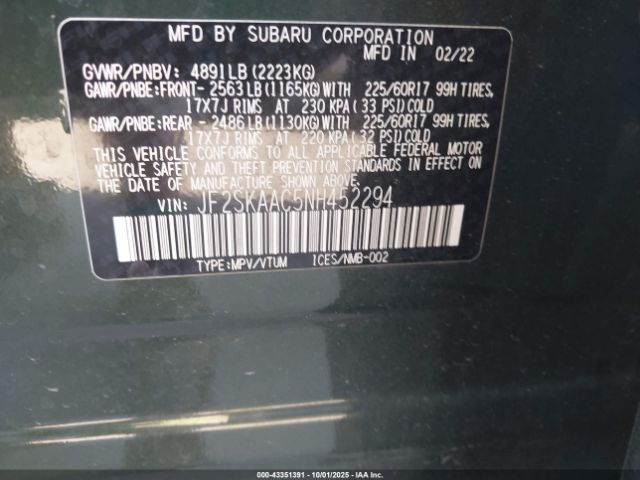 2022 SUBARU FORESTER JF2SKAAC5NH452294 Photo 8