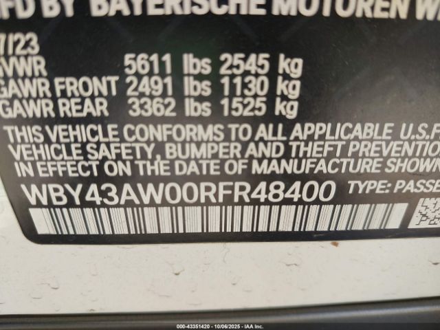 2024 BMW I4 WBY43AW00RFR48400 Photo 8