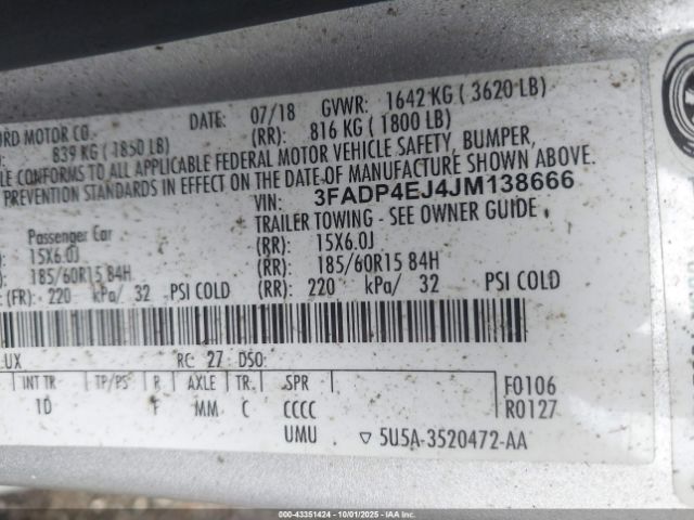 2018 FORD FIESTA 3FADP4EJ4JM138666 Photo 8