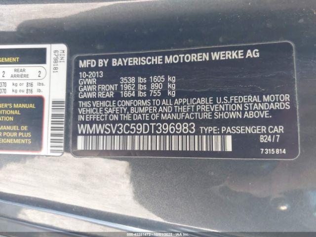 2013 MINI HARDTOP WMWSV3C59DT396983 Photo 8