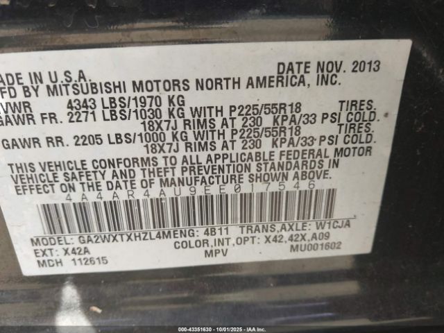 2014 MITSUBISHI OUTLANDER SPORT 4A4AR4AU9EE017546 Photo 8