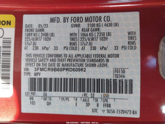 2023 FORD BRONCO SPORT 3FMCR9B60PRD60982 Photo 8