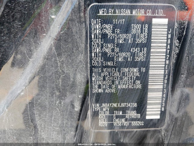 JN8AY2NEXJ9734238 Nissan 2018