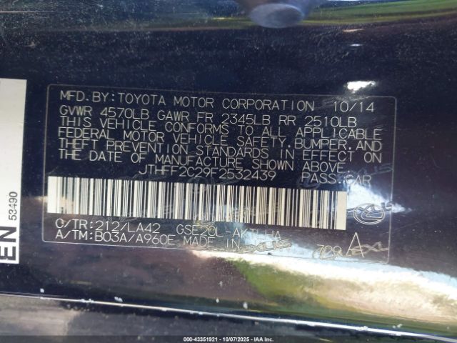 2015 LEXUS IS 250C JTHFF2C29F2532439 Photo 8