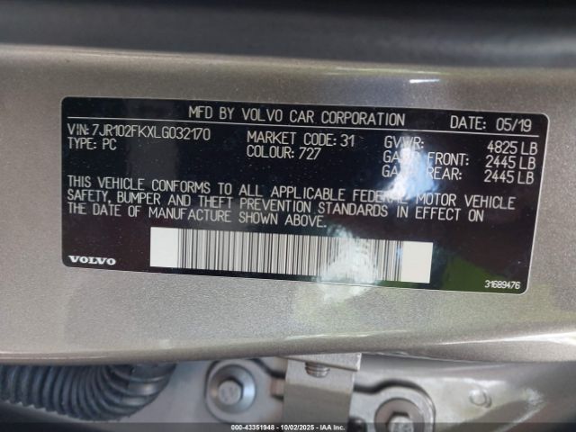 2020 VOLVO S60 7JR102FKXLG032170 Photo 8