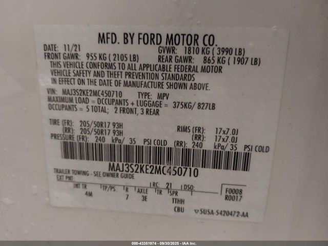 2021 FORD ECOSPORT MAJ3S2KE2MC450710 Photo 8