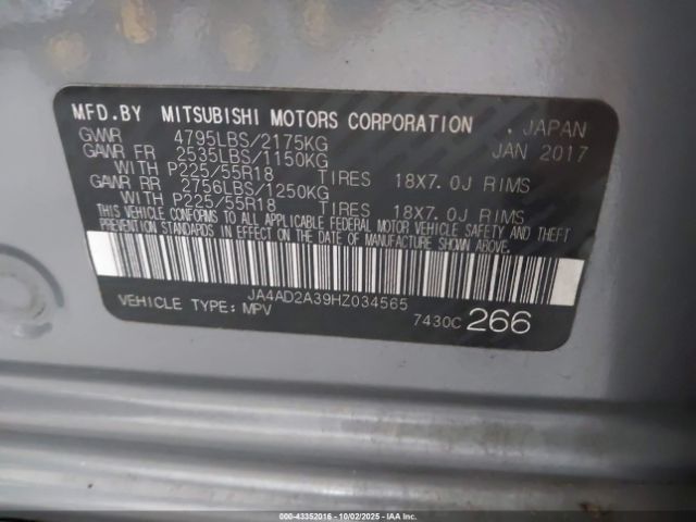 2017 MITSUBISHI OUTLANDER JA4AD2A39HZ034565 Photo 8