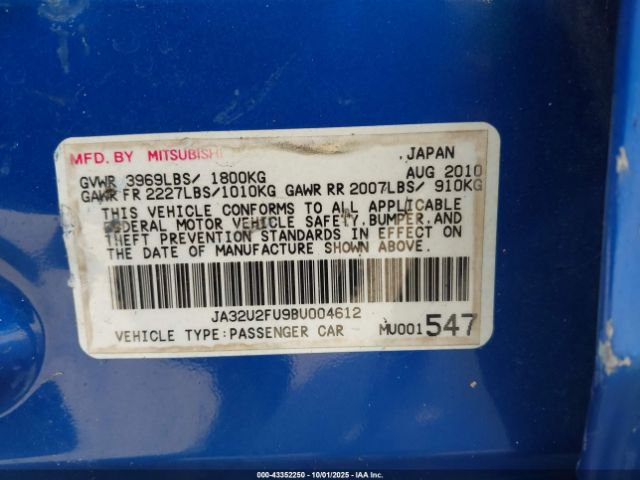 2011 MITSUBISHI LANCER JA32U2FU9BU004612 Photo 8