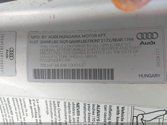2008 AUDI TT TRUAF38J081000531 Photo 8