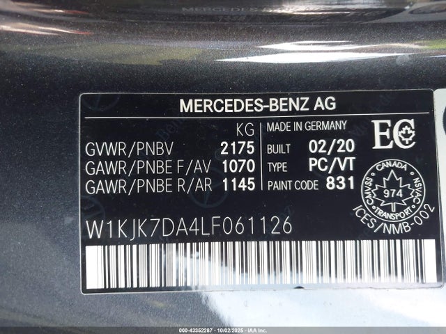 Mercedes-Benz m278 2020 W1KJK7DA4LF061126 Image 9