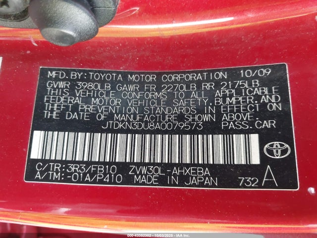 2010 Toyota Prius Ii მანქანა იყიდება აუქციონზე, vin: JTDKN3DU8A0079573, აუქციონის ნომერი: 43352302