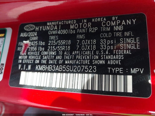 Hyundai mpi nu pe 2025 KM8HB3AB5SU207523 Image 9