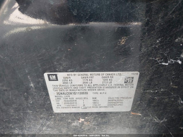 2GNALCEK1G1130639 Chevrolet lea - e85 max, aluminum