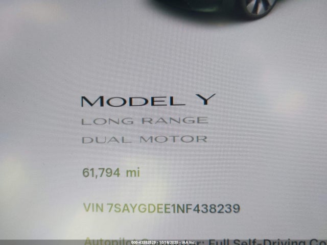 2022 TESLA MODEL Y 7SAYGDEE1NF438239 Photo 6