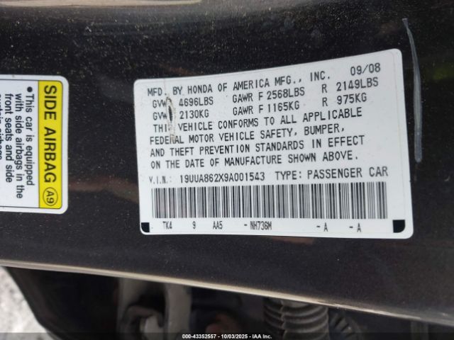 2009 ACURA TL 19UUA862X9A001543 Photo 8