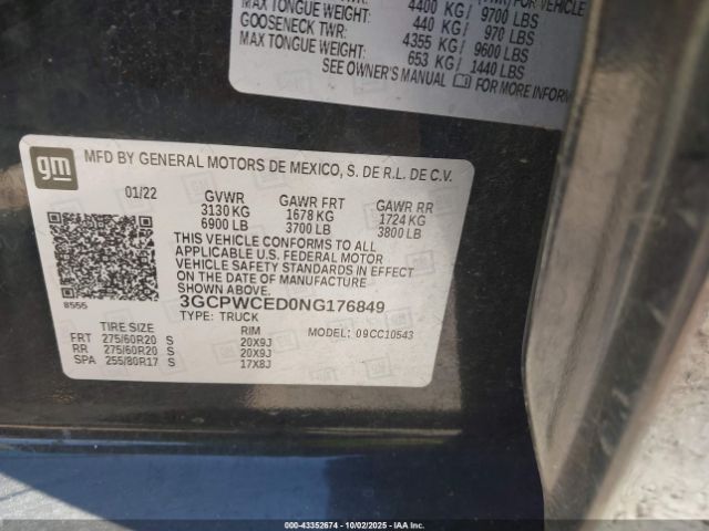 2022 CHEVROLET SILVERADO 1500 LTD 3GCPWCED0NG176849 Photo 8