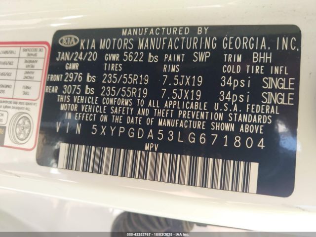 2020 KIA SORENTO 5XYPGDA53LG671804 Photo 8