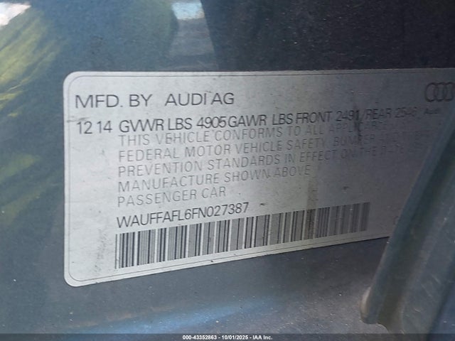 2015 AUDI A4 WAUFFAFL6FN027387 Photo 8