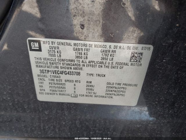 2015 GMC SIERRA 1500 3GTP1VEC4FG433708 Photo 8