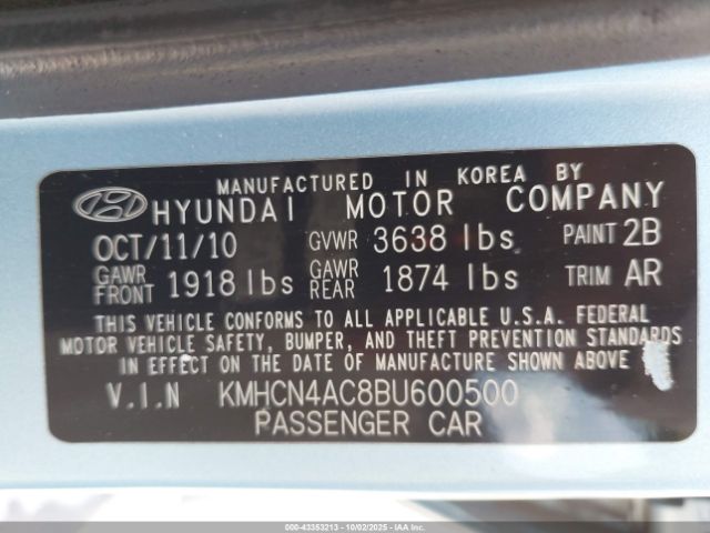 2011 HYUNDAI ACCENT KMHCN4AC8BU600500 Photo 8