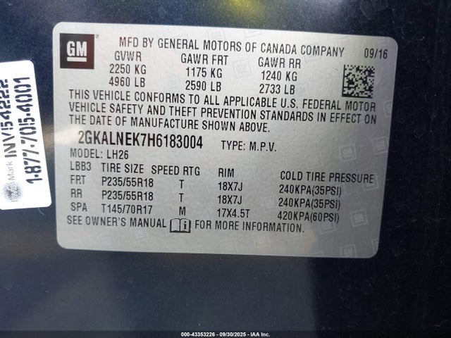 2GKALNEK7H6183004 GMC lea - sidi: spark ignited direct injection, e85 max, alum