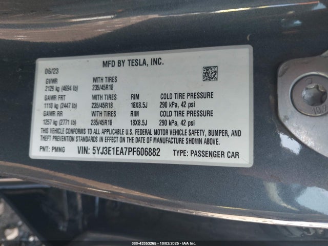2023 TESLA MODEL 3 5YJ3E1EA7PF606882 Photo 8