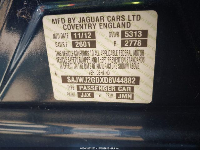 2013 JAGUAR XJ SAJWJ2GDXD8V44882 Photo 8