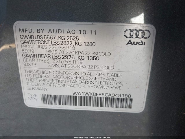 2012 AUDI Q5 WA1WKBFP5CA049188 Photo 8