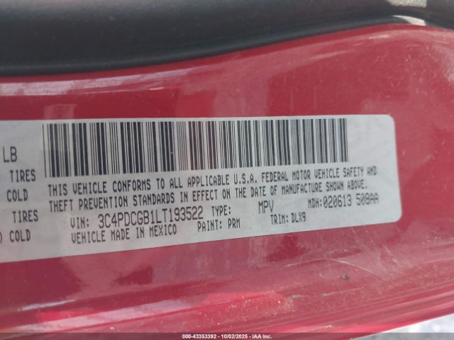 2020 DODGE JOURNEY 3C4PDCGB1LT193522 Photo 8