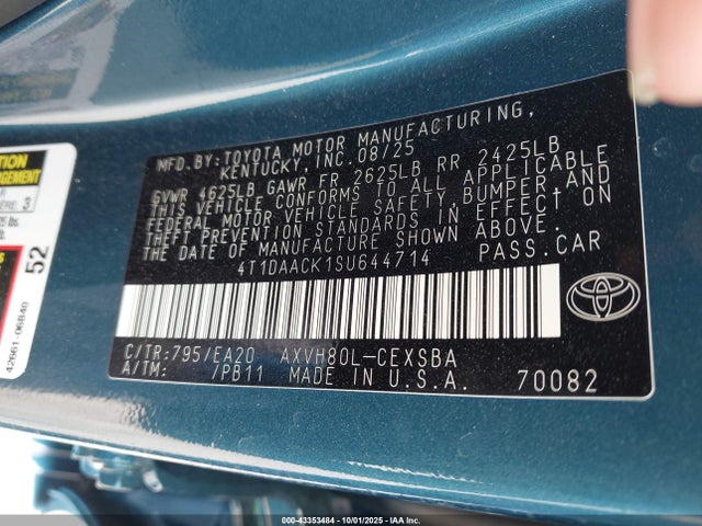 Toyota CAMRY SE 2025 4T1DAACK1SU644714 Image 9