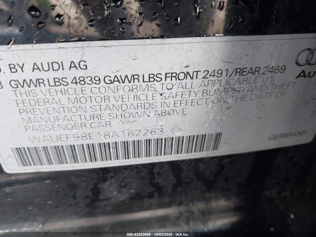 2008 AUDI A4 WAUEF98E18A162263 Photo 8