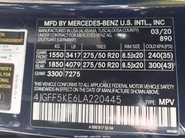 2020 MERCEDES-BENZ GLS 450 4JGFF5KE6LA220445 Photo 8