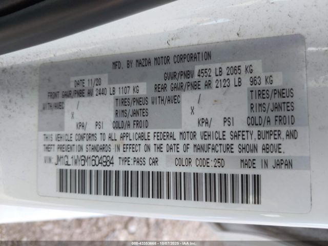 2021 MAZDA MAZDA6 JM1GL1WY6M1604984 Photo 8