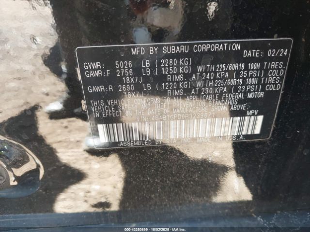 2024 SUBARU OUTBACK 4S4BTGPD0R3239671 Photo 8