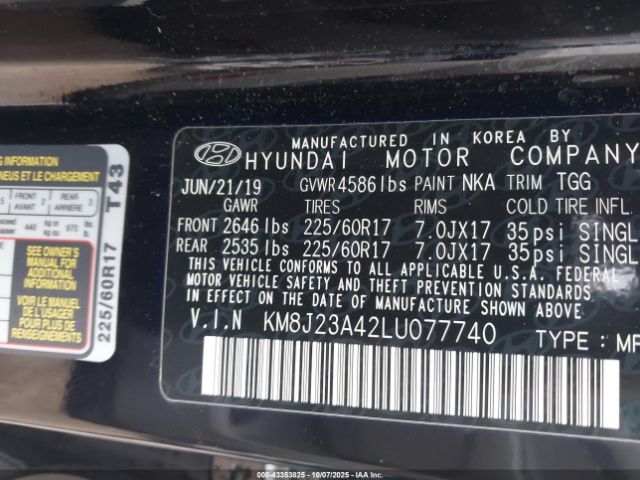 2020 HYUNDAI TUCSON KM8J23A42LU077740 Photo 8