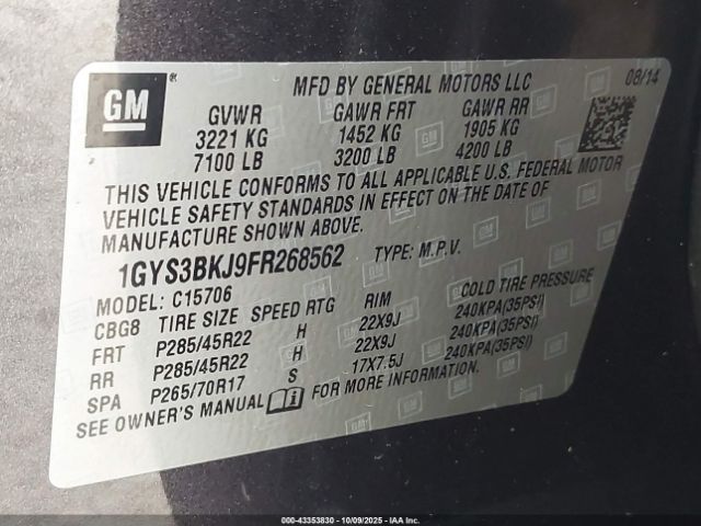 2015 CADILLAC ESCALADE 1GYS3BKJ9FR268562 Photo 8