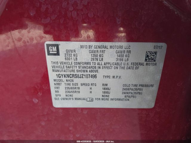 2018 CADILLAC XT5 1GYKNCRS8JZ107496 Photo 8