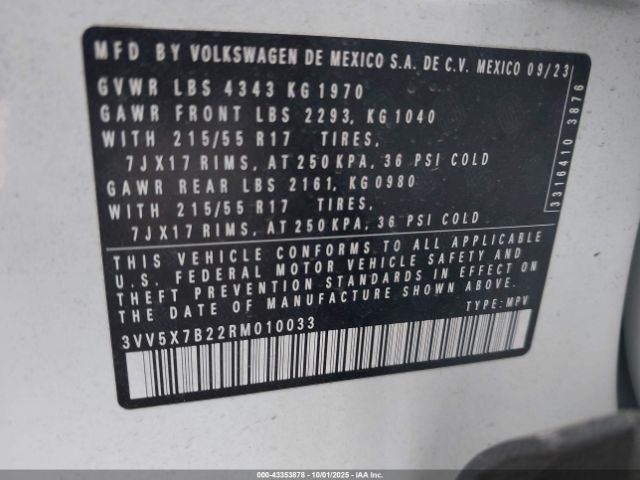 2024 VOLKSWAGEN TAOS 3VV5X7B22RM010033 Photo 8